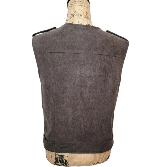 ASTR Women's Regular Suede Moto Jacket Vest Size Medium Gun Metal Gray - Picture 3 of 16